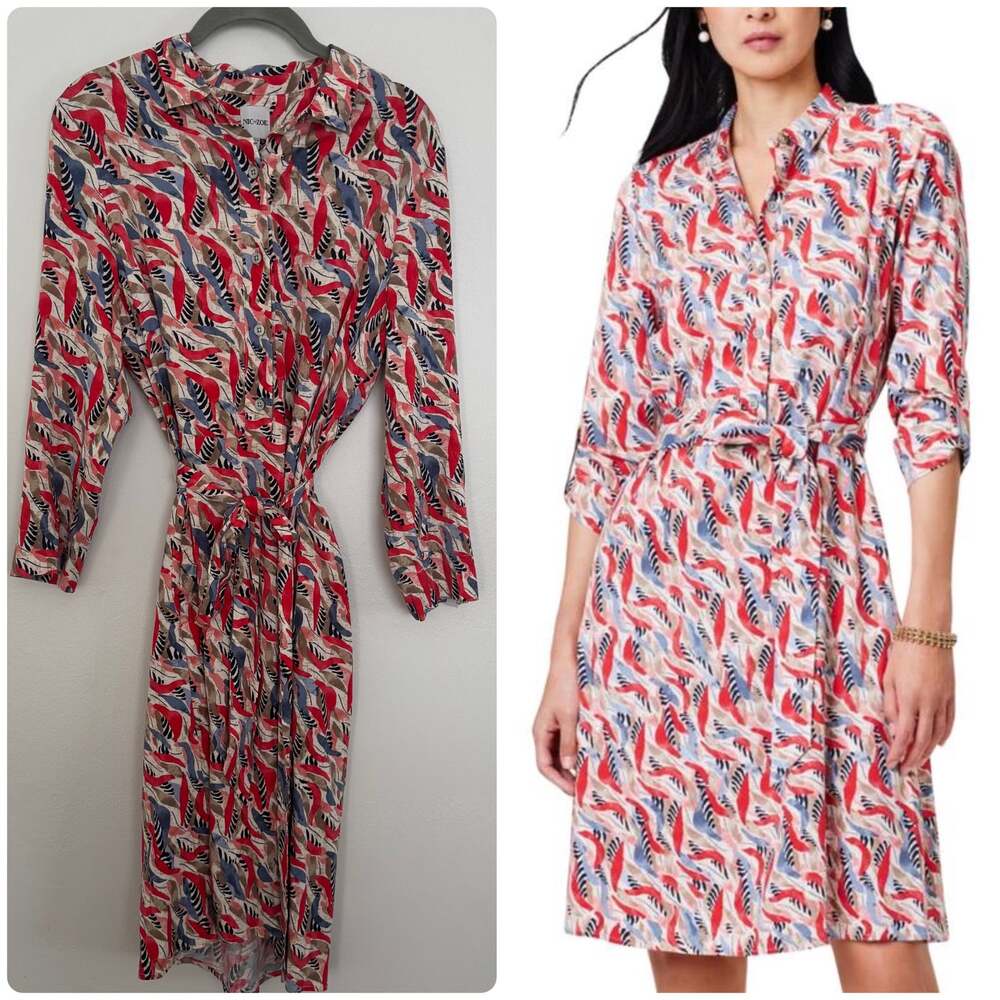 NIC + ZOE Coral Waves Live In Shirt Dress in Neutral Multi
